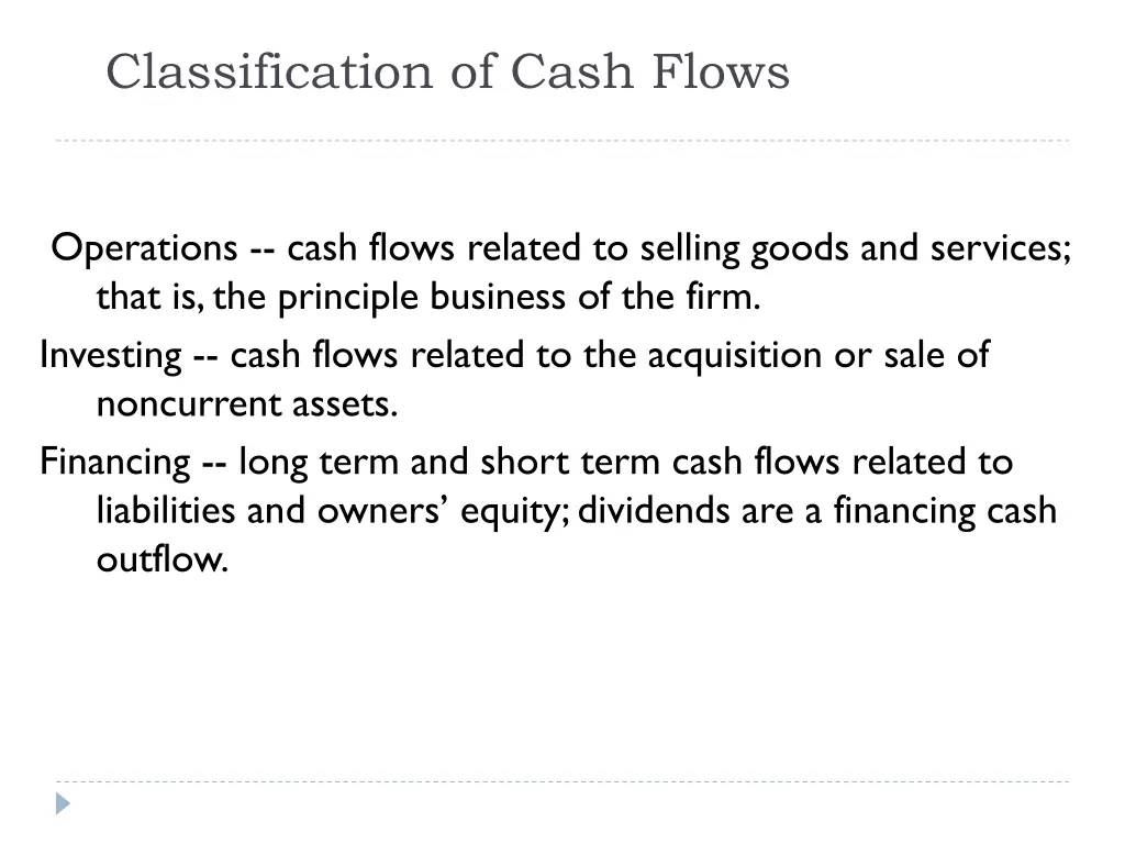 classification of cash flows