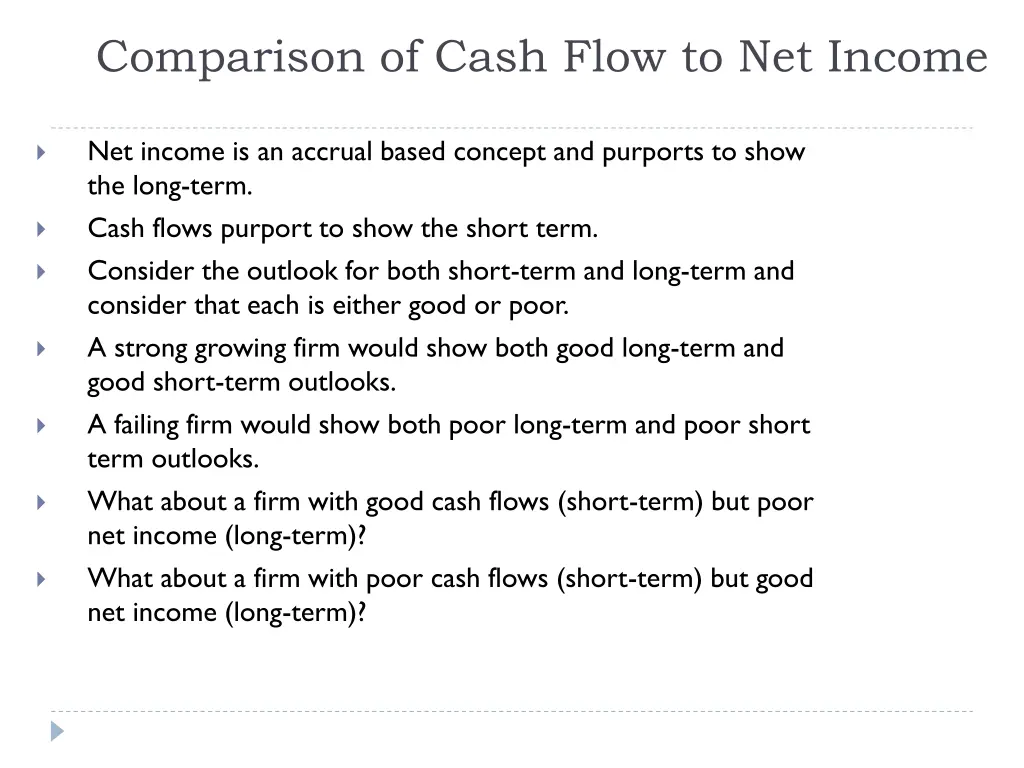 comparison of cash flow to net income