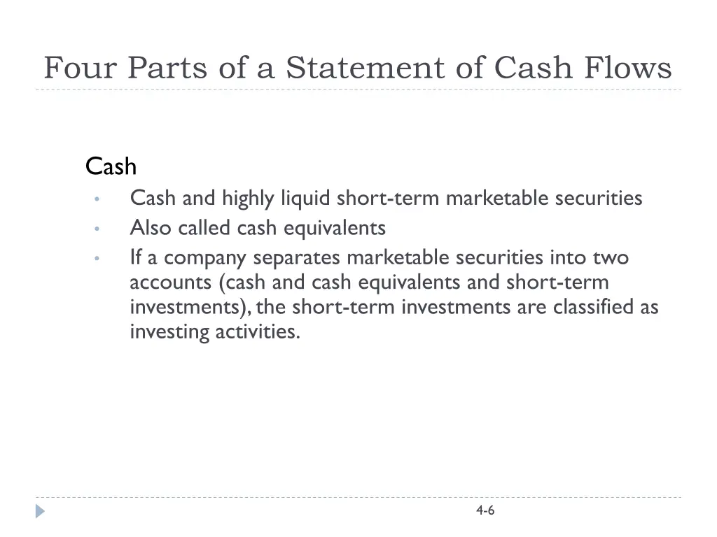 four parts of a statement of cash flows 1