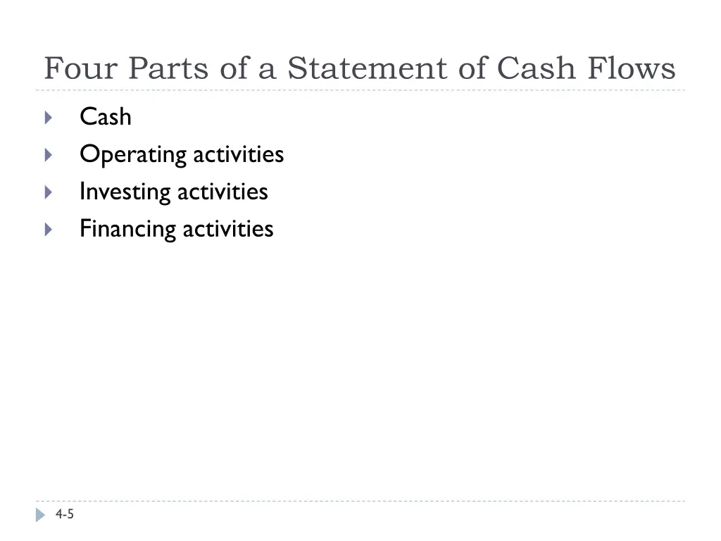 four parts of a statement of cash flows