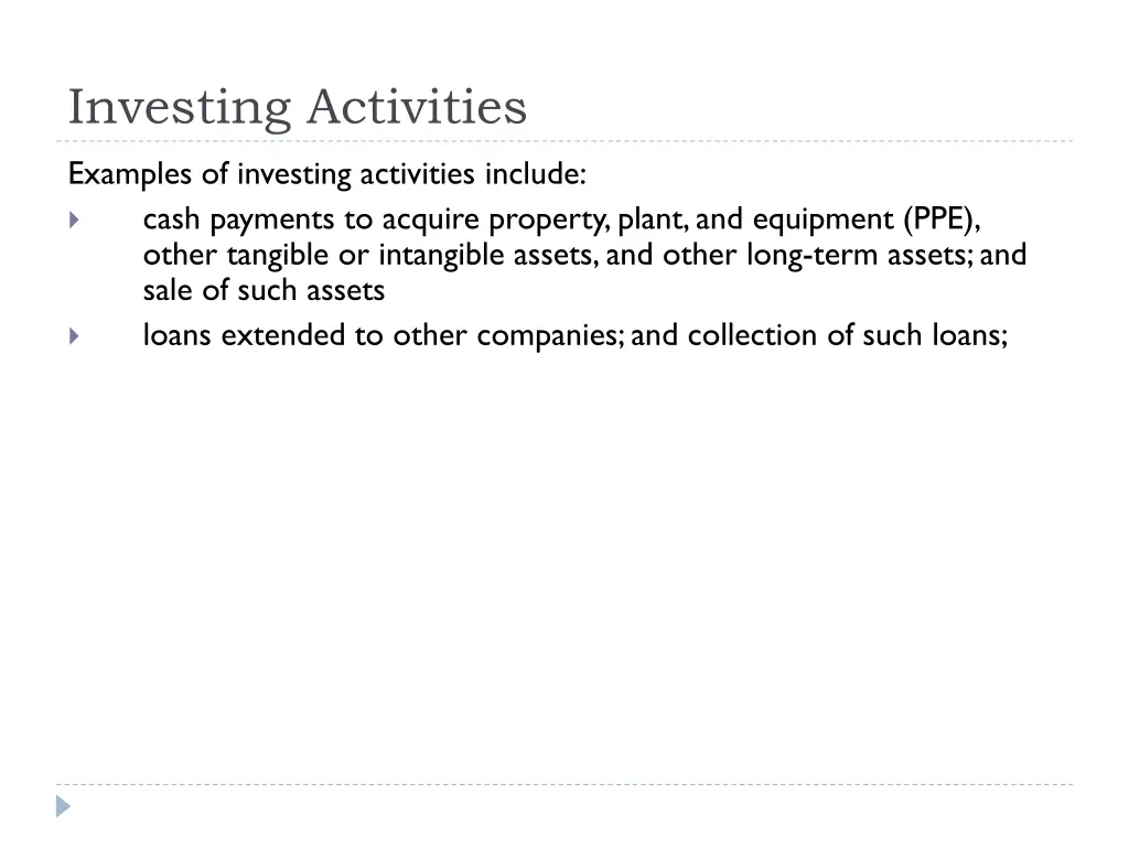 investing activities