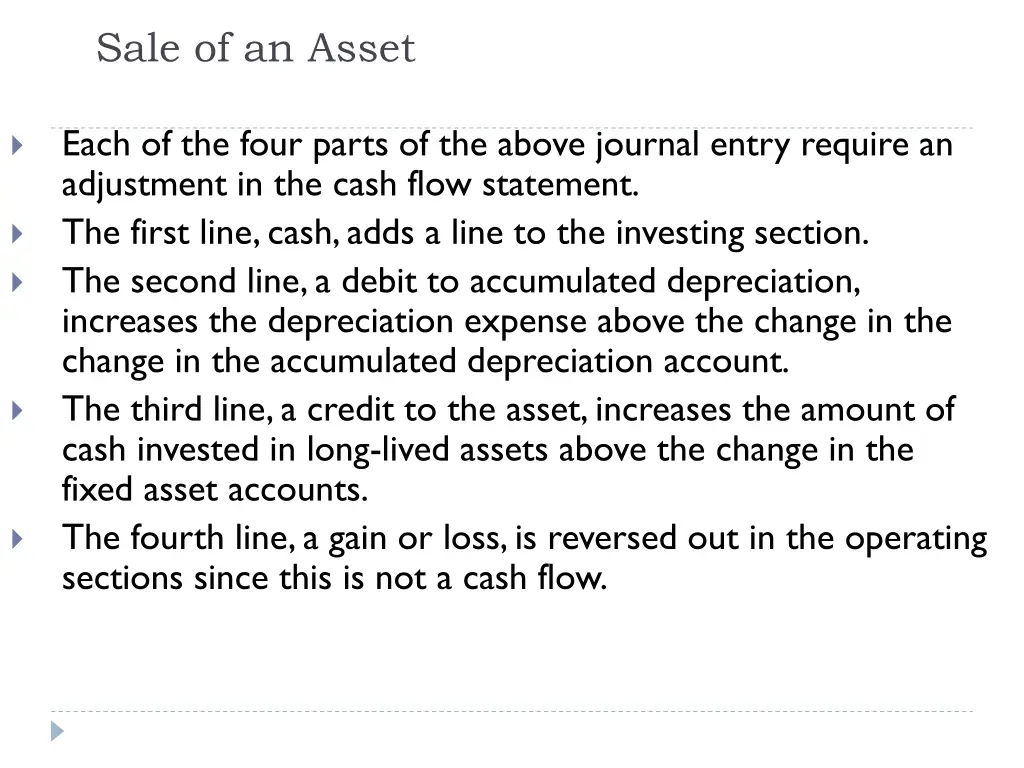 sale of an asset