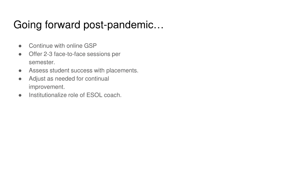 going forward post pandemic
