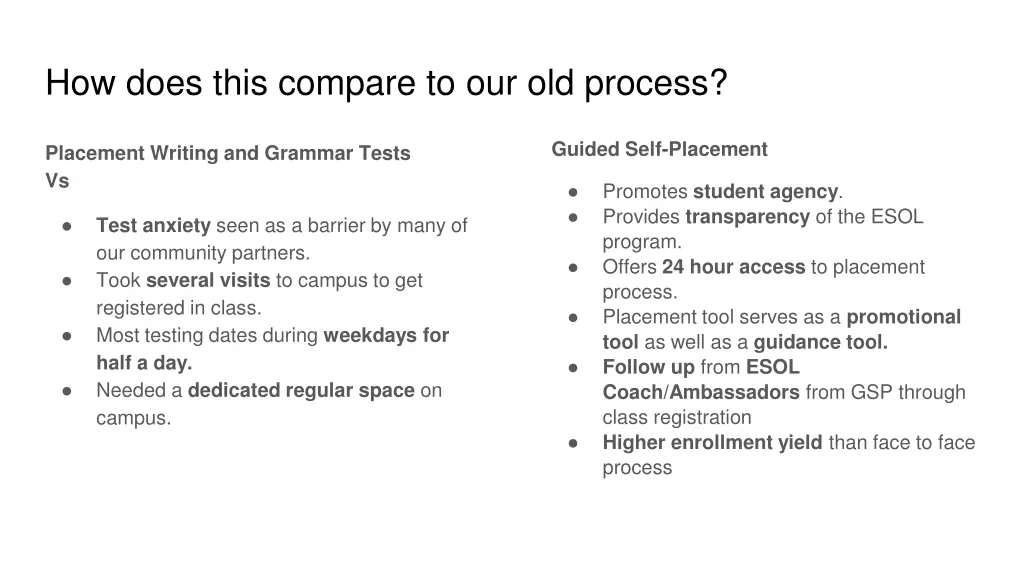 how does this compare to our old process