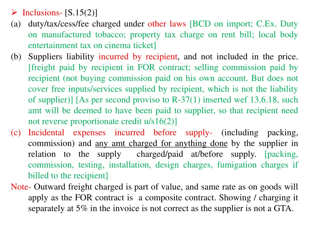inclusions s 15 2 a duty tax cess fee charged