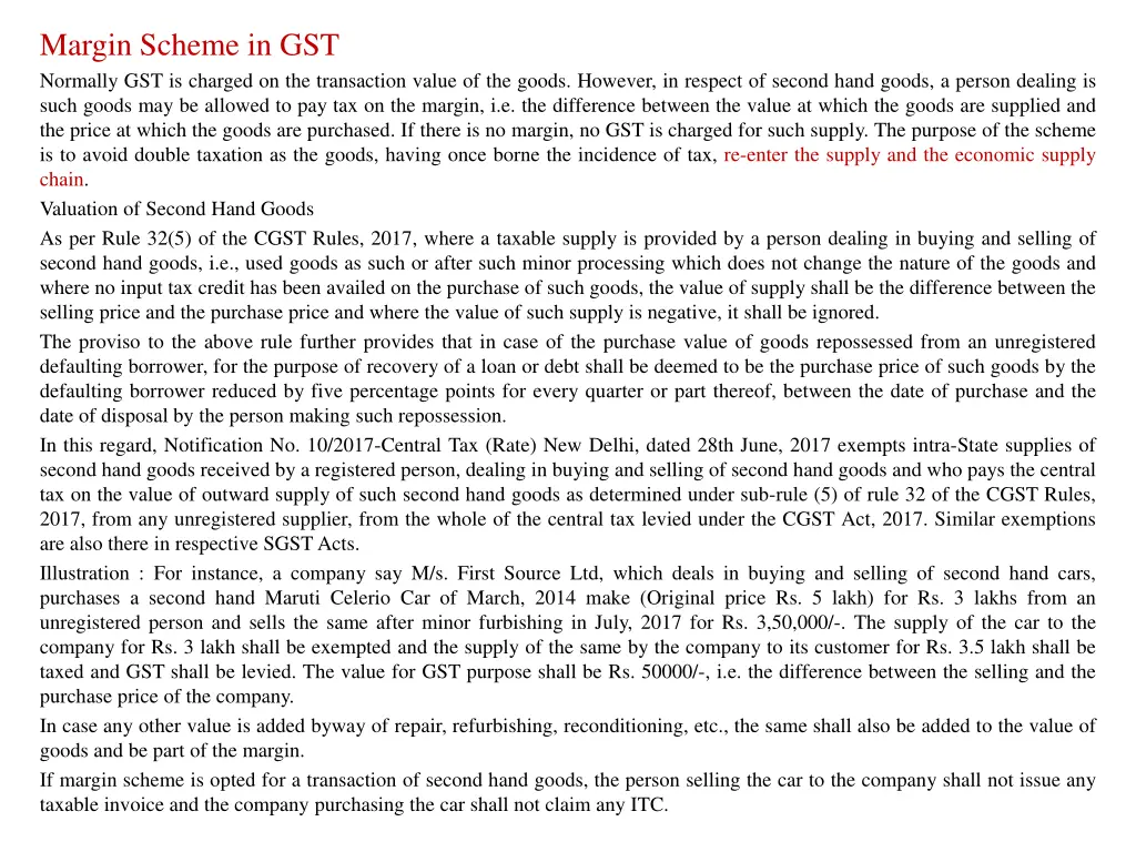 margin scheme in gst normally gst is charged