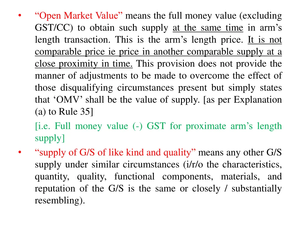 open market value means the full money value