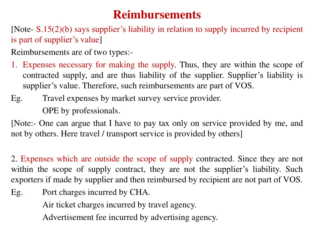 reimbursements