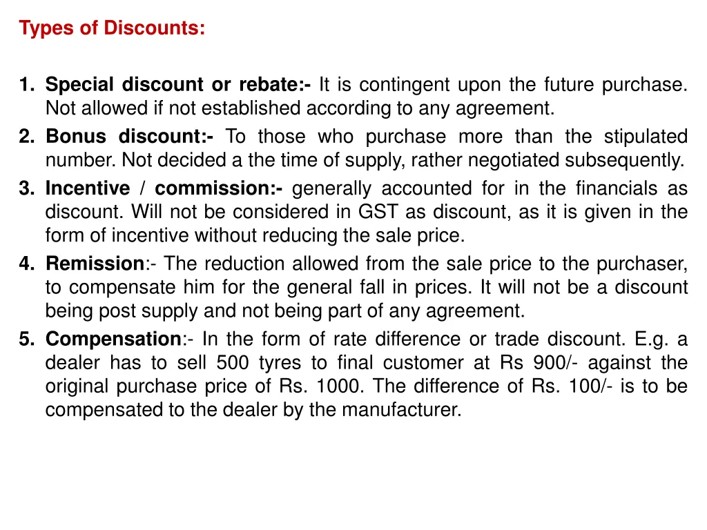 types of discounts
