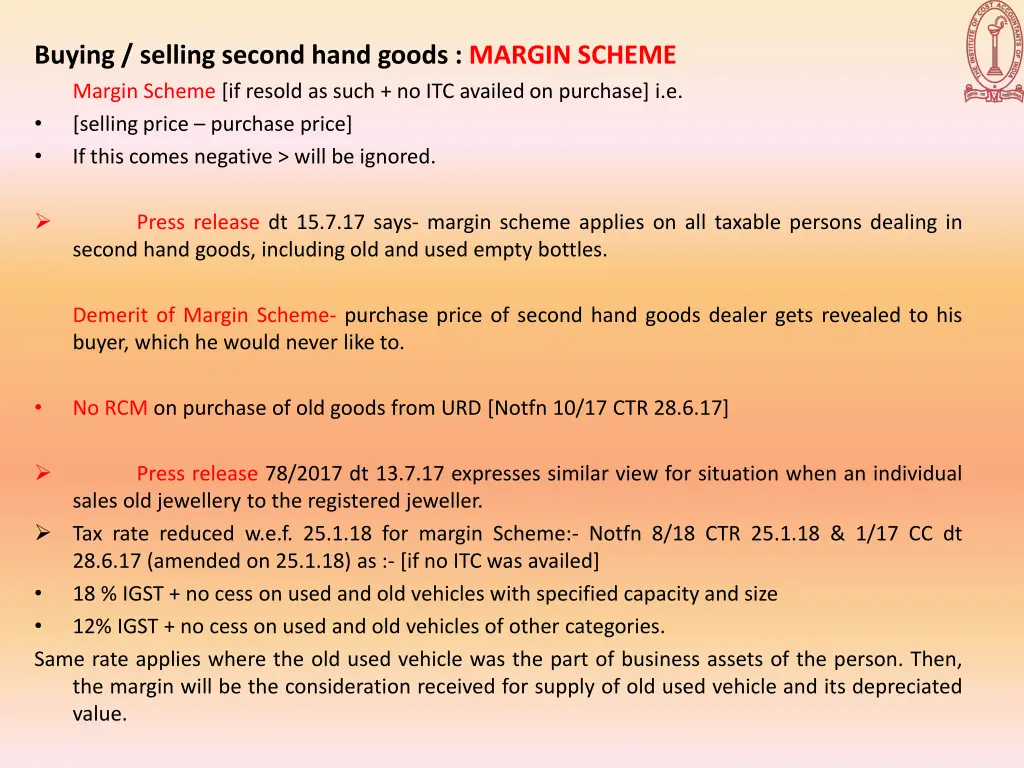 buying selling second hand goods margin scheme