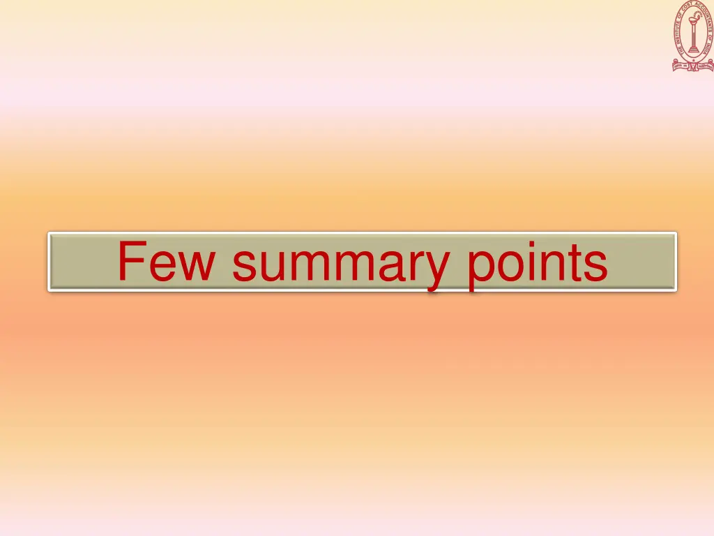 few summary points