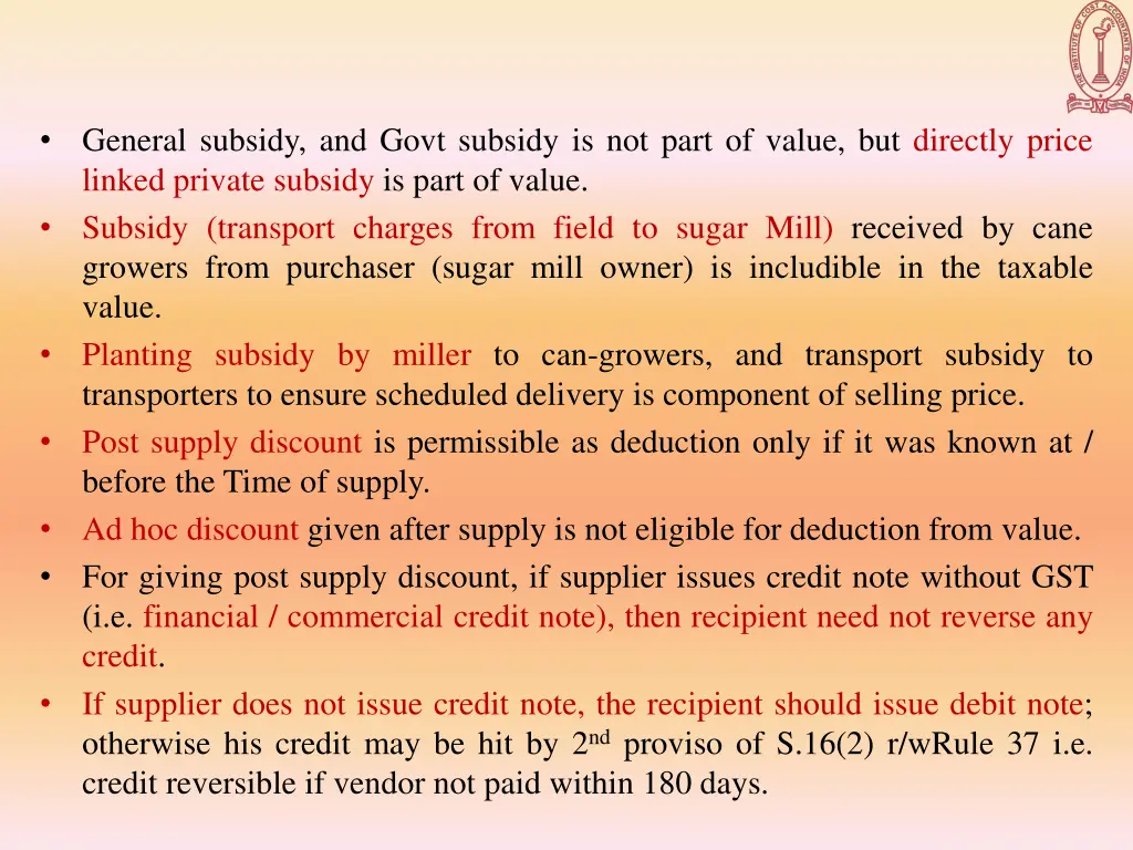 general subsidy and govt subsidy is not part