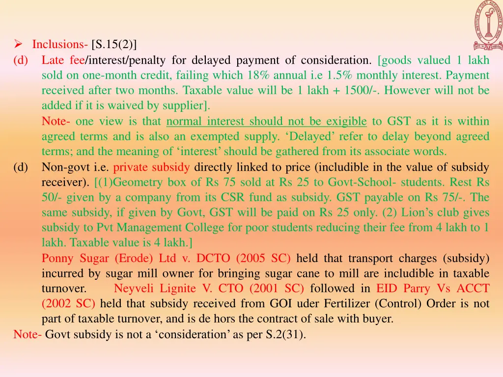 inclusions s 15 2 d late fee interest penalty