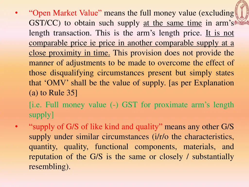 open market value means the full money value