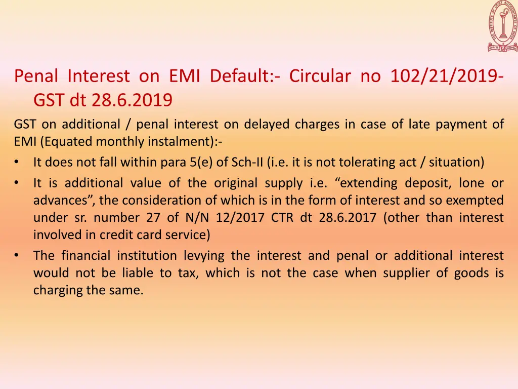 penal interest on emi default circular
