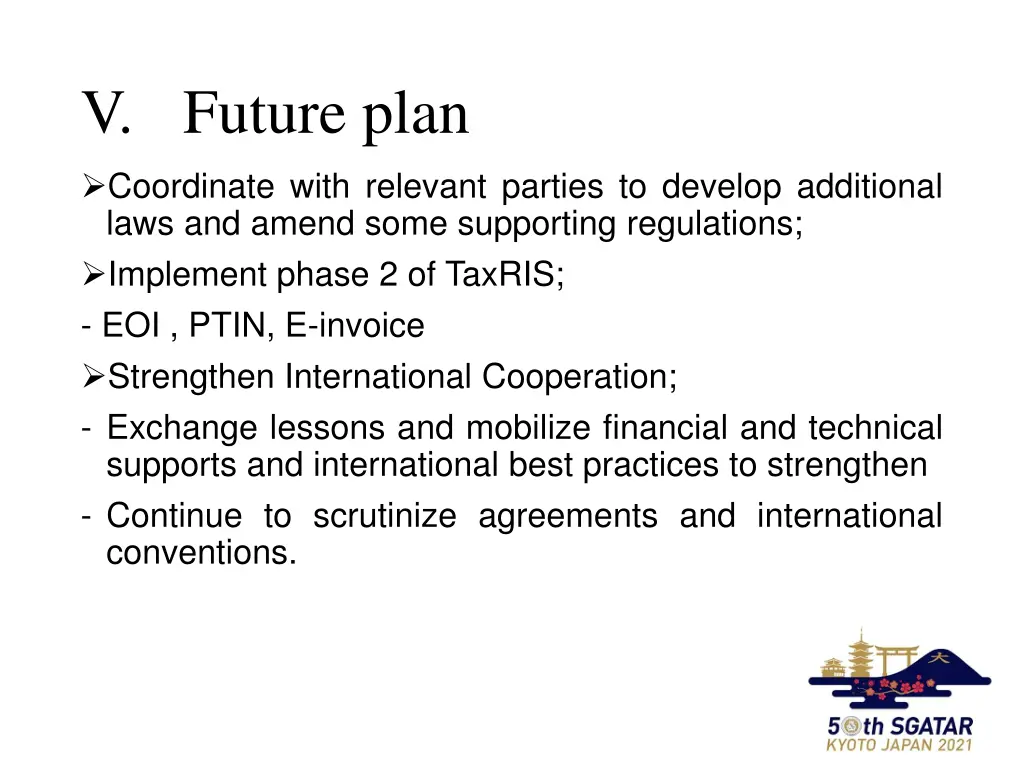 v future plan