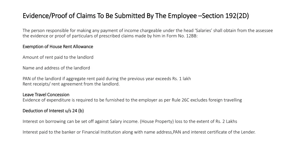 evidence proof of claims to be submitted