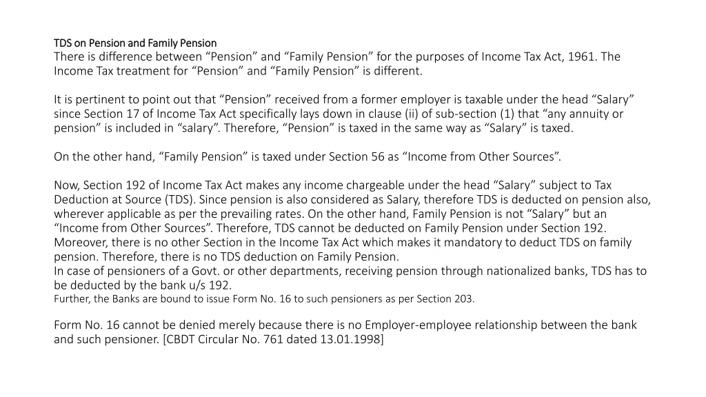 tds tds on pension and family pension on pension