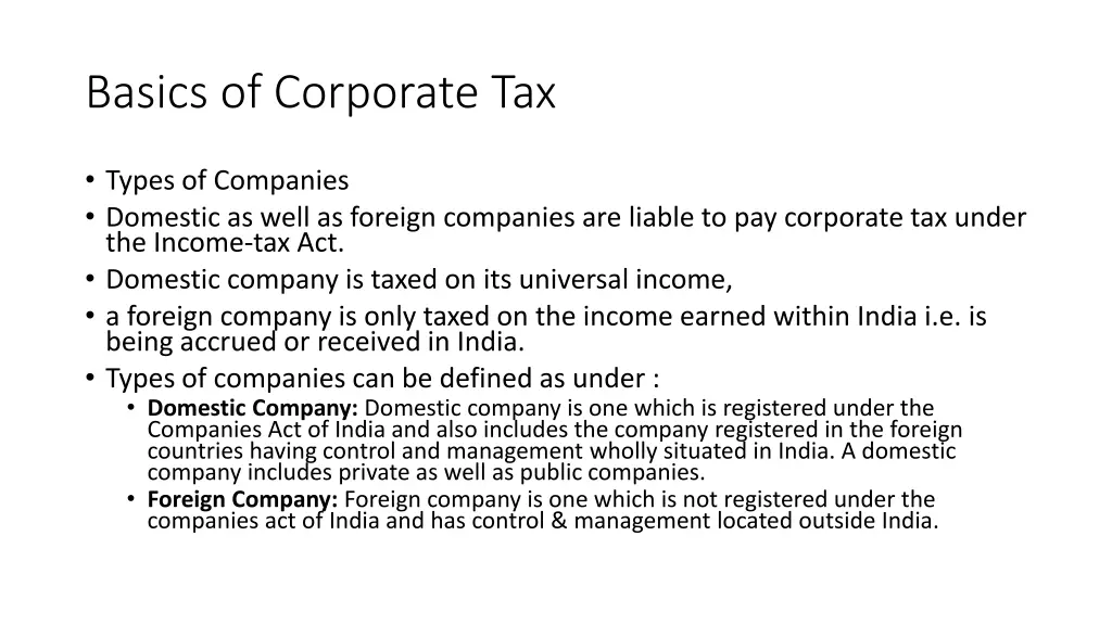basics of corporate tax
