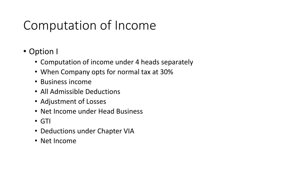 computation of income