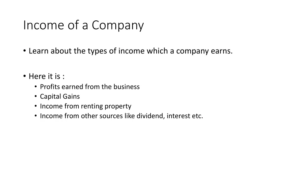 income of a company