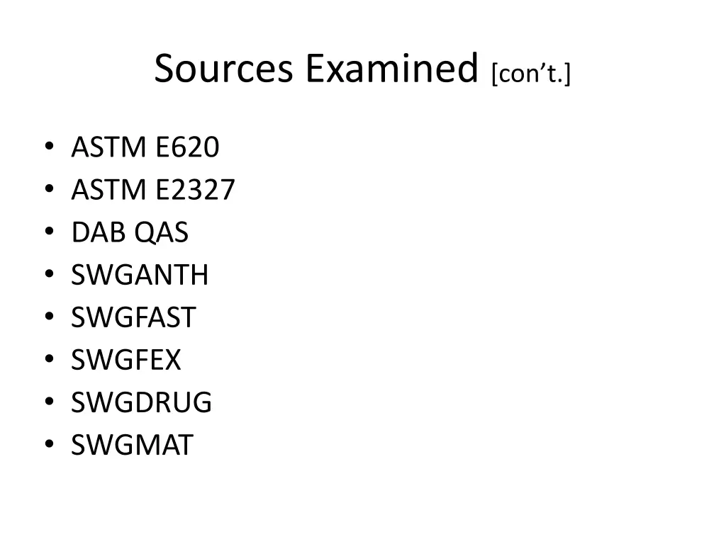 sources examined con t