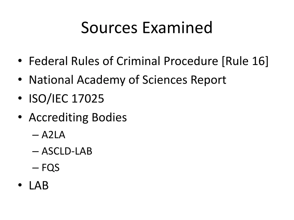sources examined