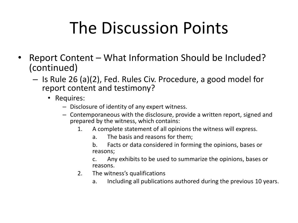 the discussion points 1