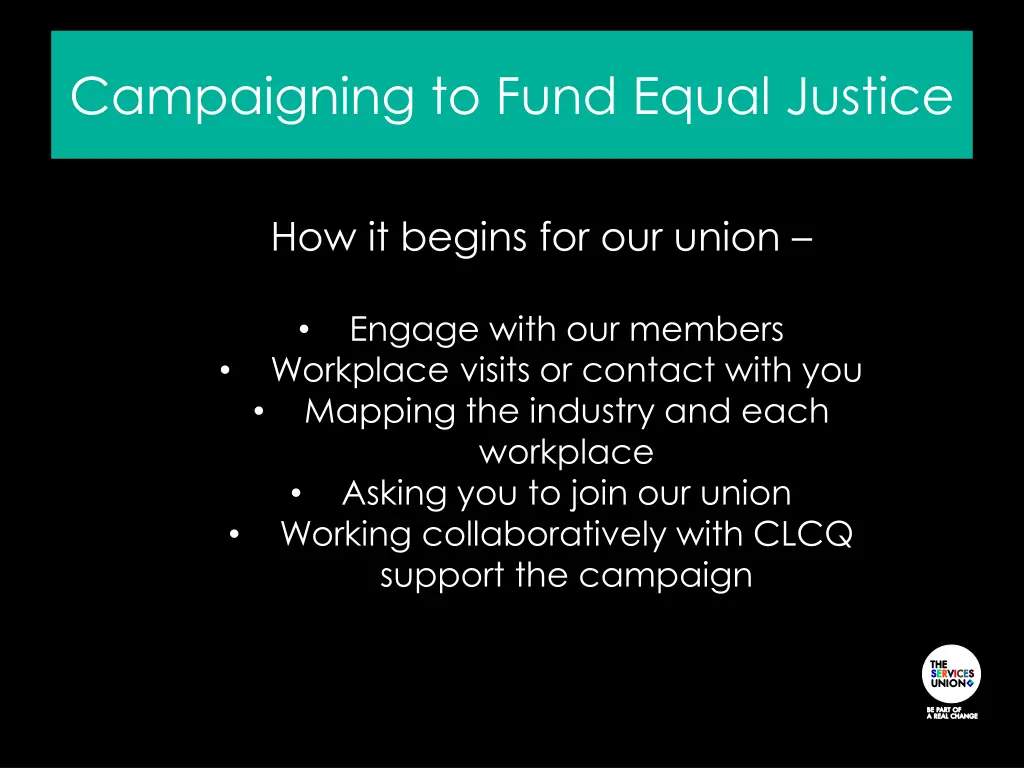 campaigning to fund equal justice