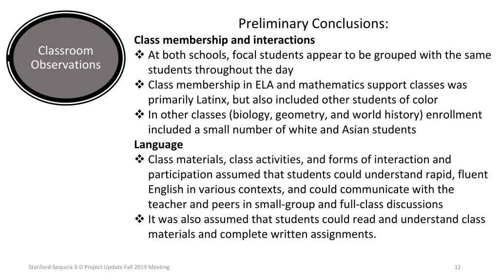 preliminary conclusions