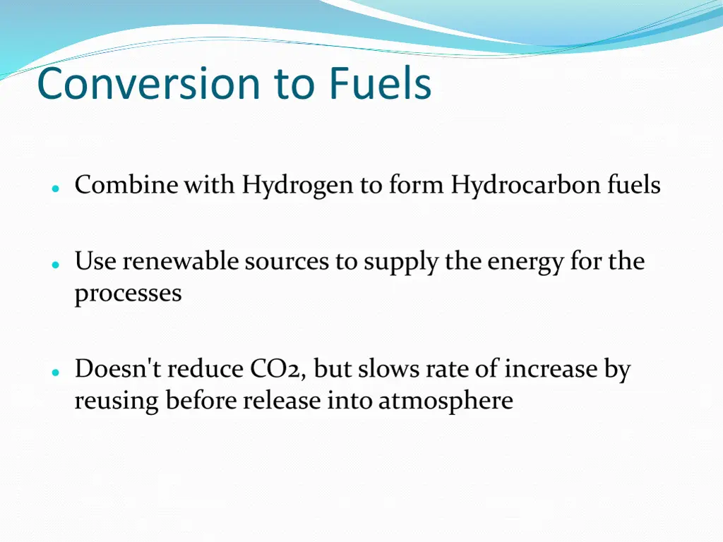 conversion to fuels
