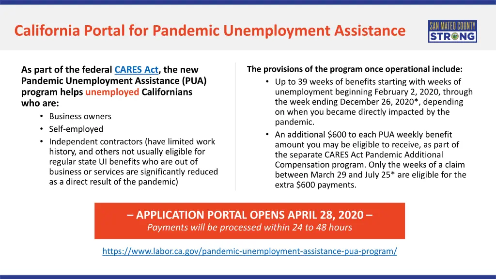 california portal for pandemic unemployment