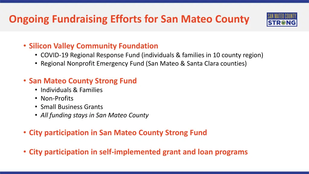 ongoing fundraising efforts for san mateo county