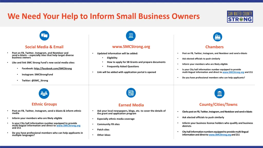 we need your help to inform small business owners