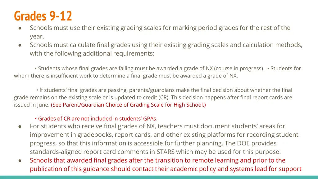 grades 9 12 schools must use their existing