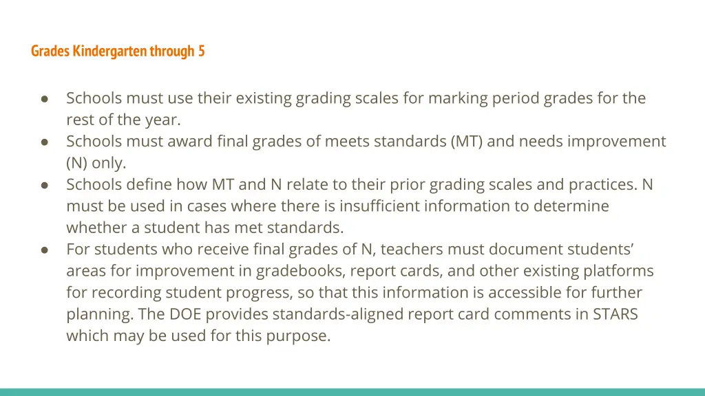 grades kindergarten through 5