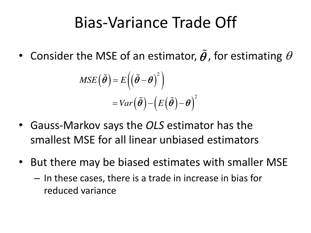 bias variance trade off
