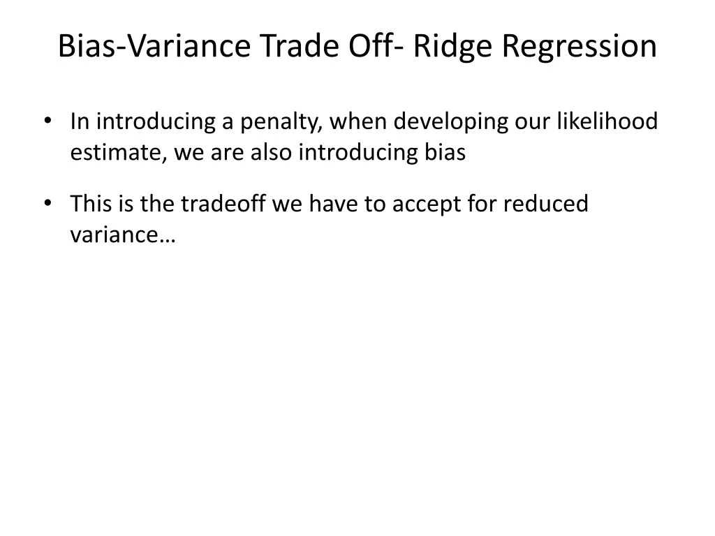 bias variance trade off ridge regression