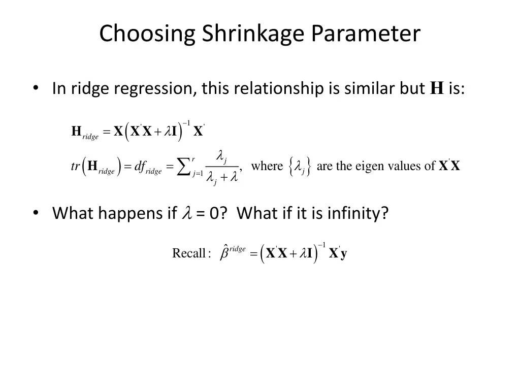 choosing shrinkage parameter 1