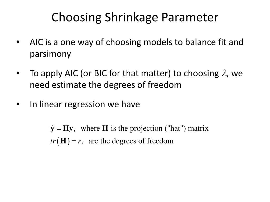 choosing shrinkage parameter