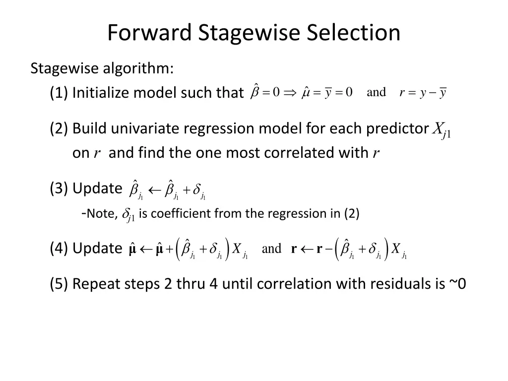 forward stagewise selection 1