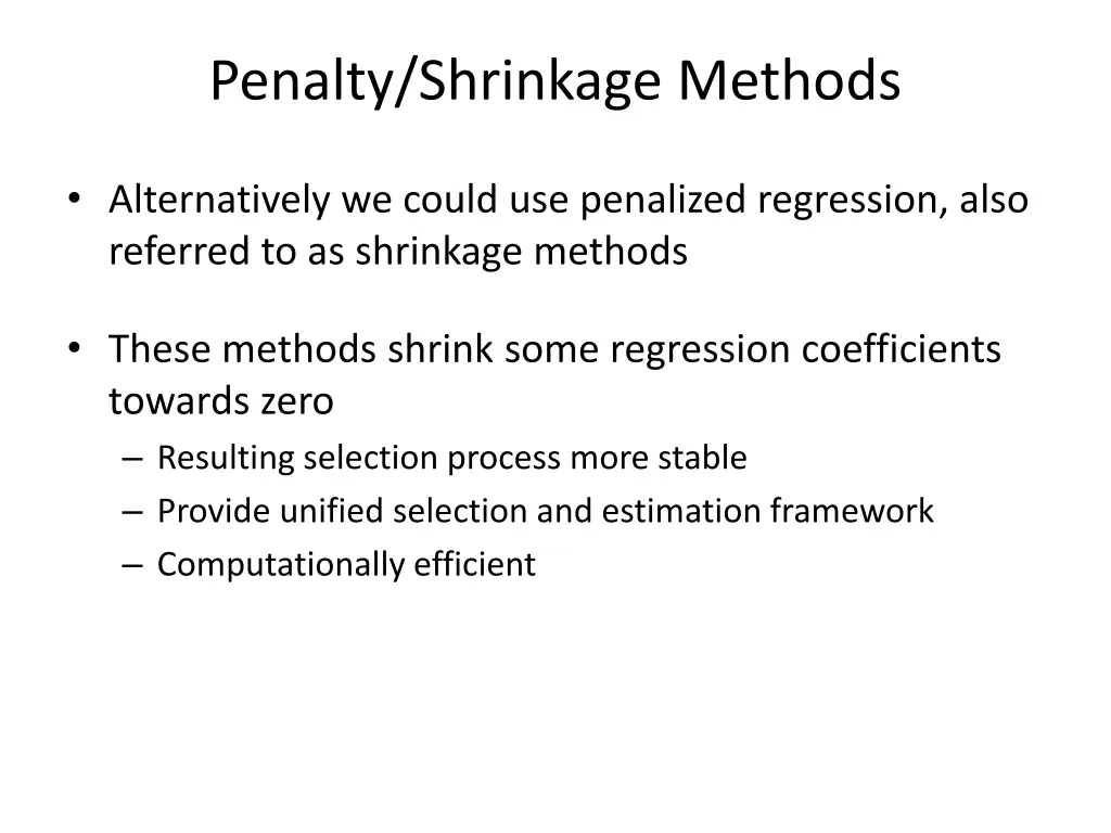 penalty shrinkage methods