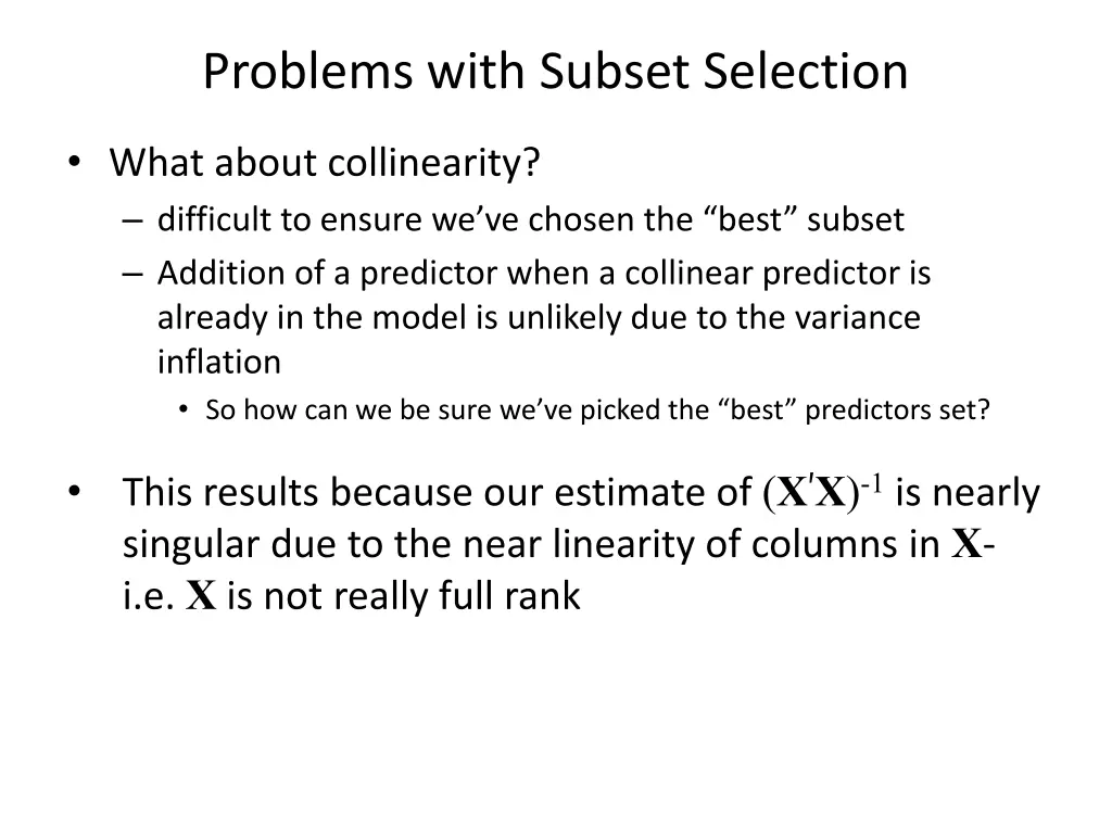 problems with subset selection 1