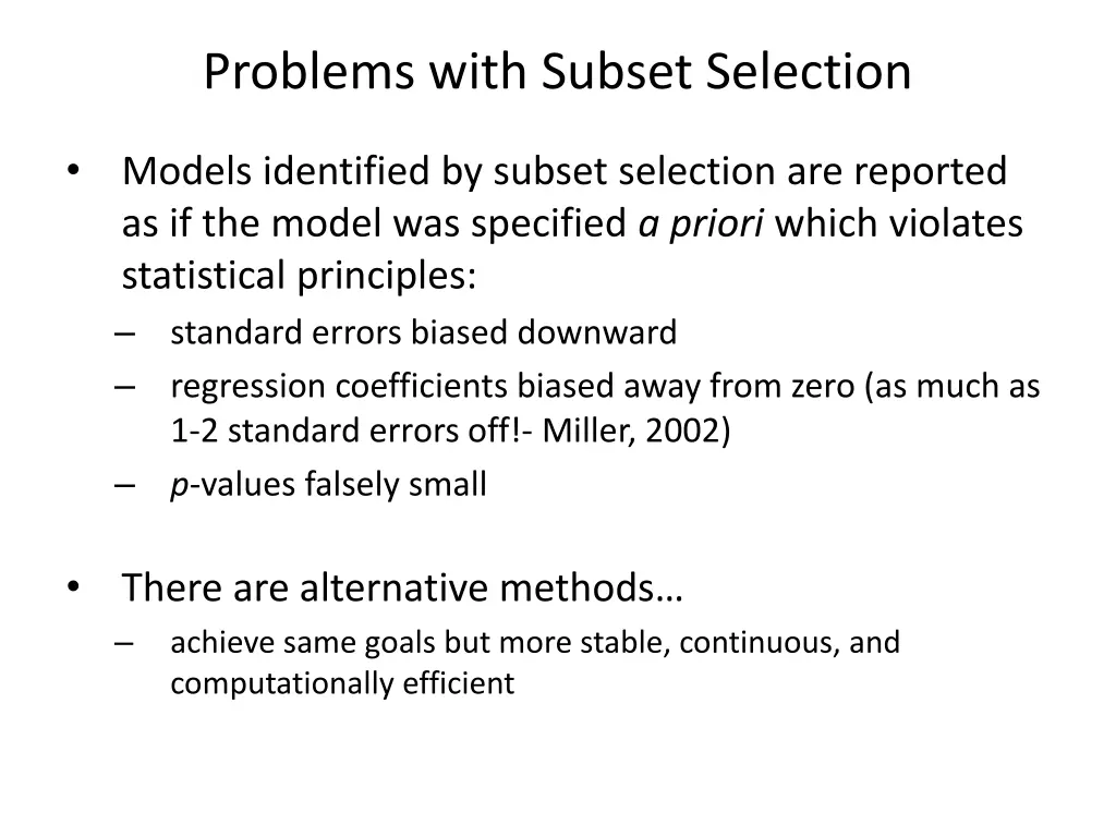 problems with subset selection 2