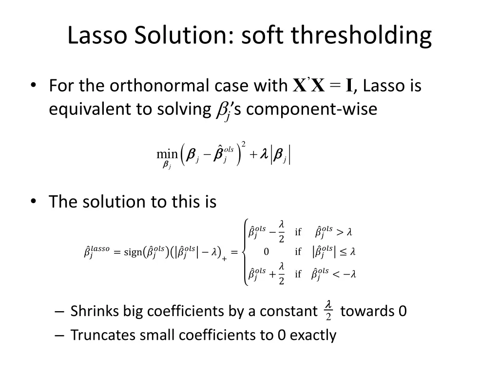 lasso solution soft thresholding