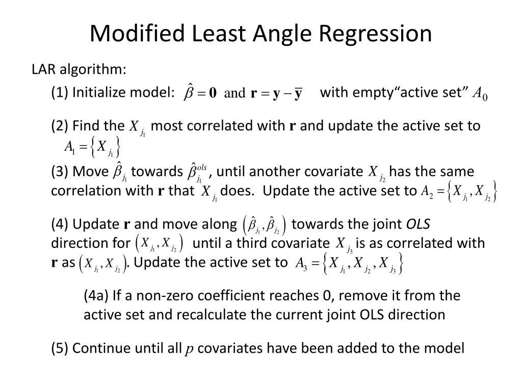 modified least angle regression