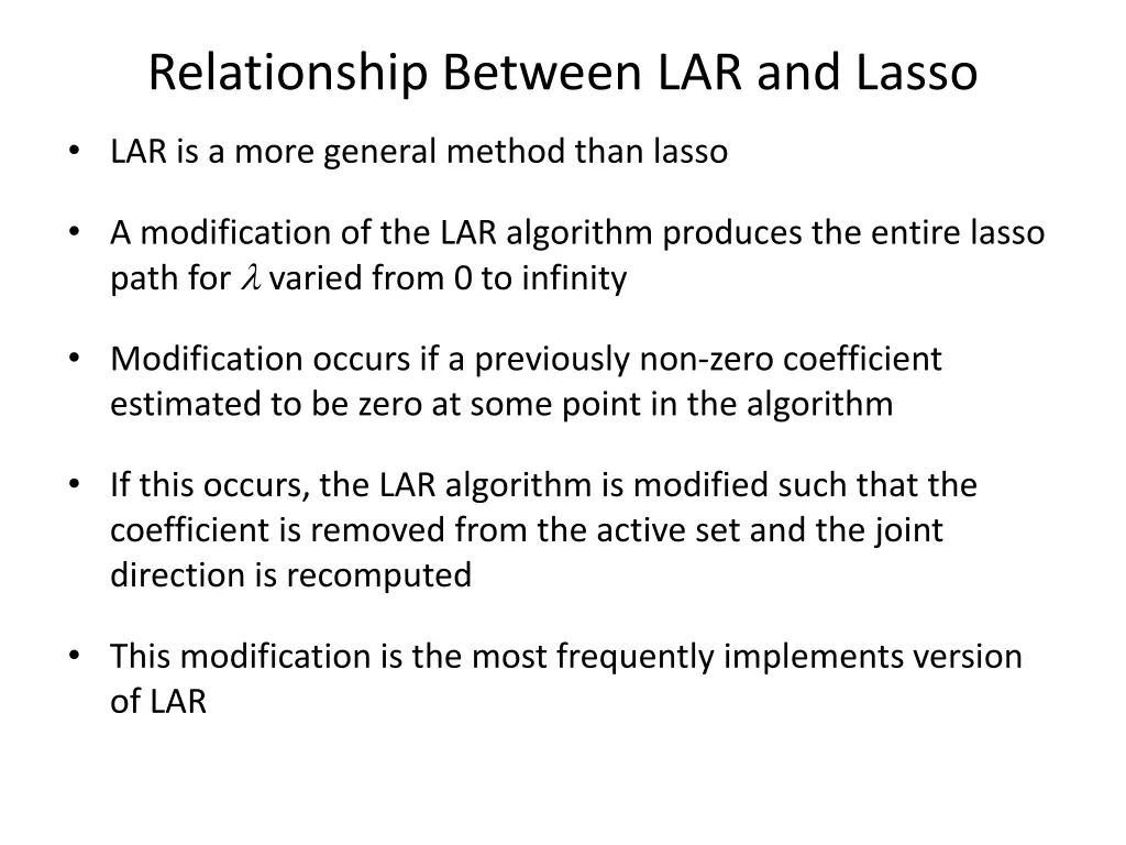 relationship between lar and lasso