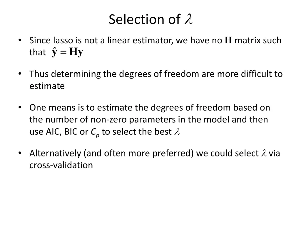 selection of