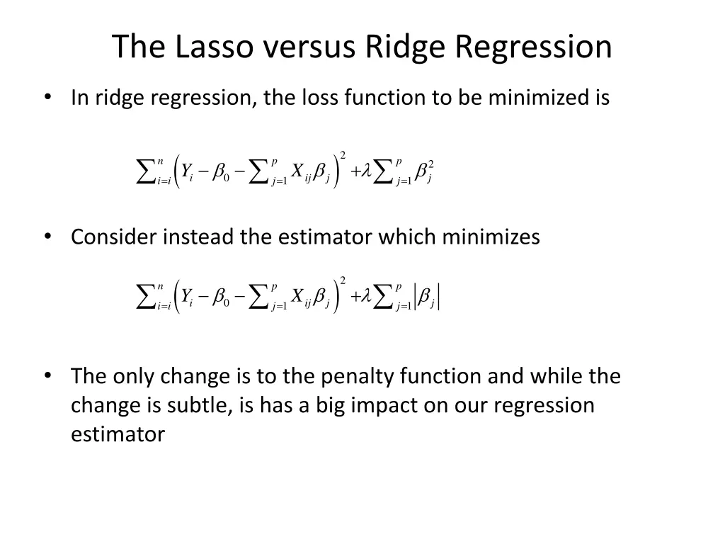 the lasso versus ridge regression