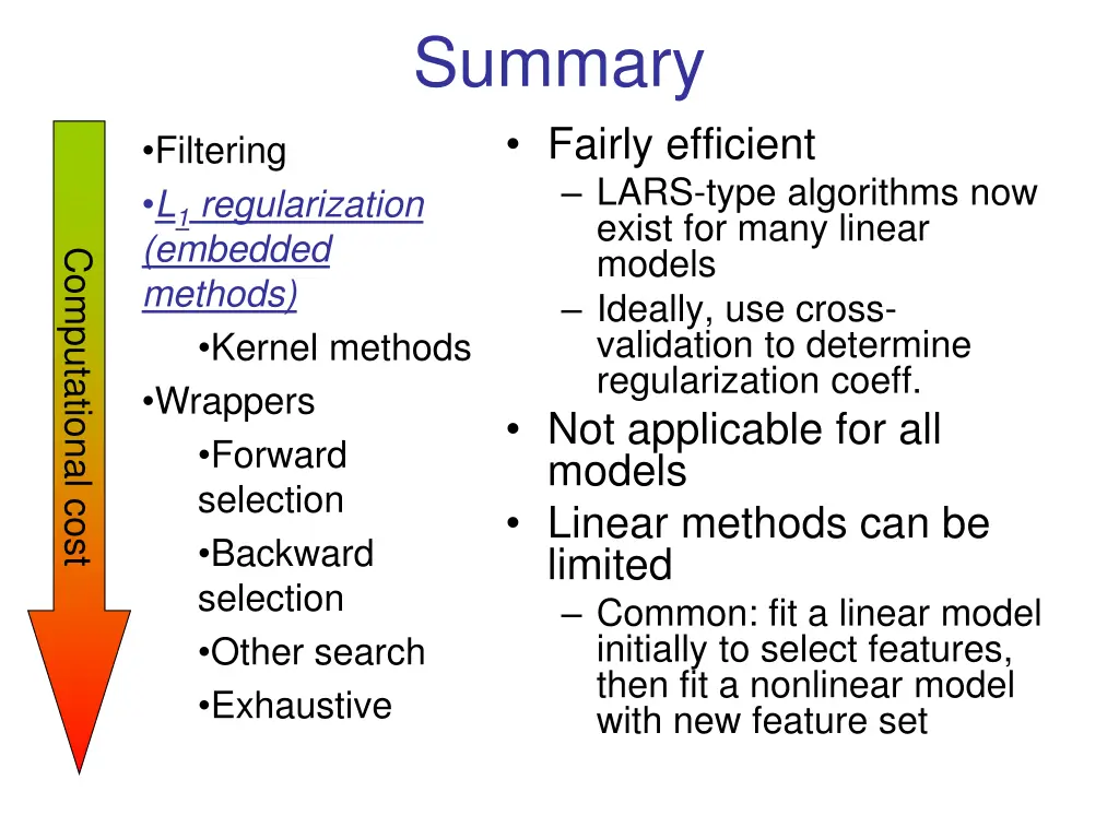 summary fairly efficient lars type algorithms